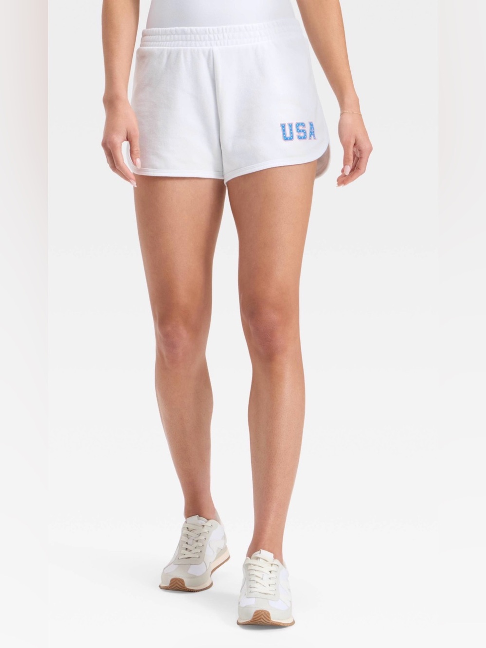 Universal Thread White Athletic Shorts with Blue 'USA' Accent XL